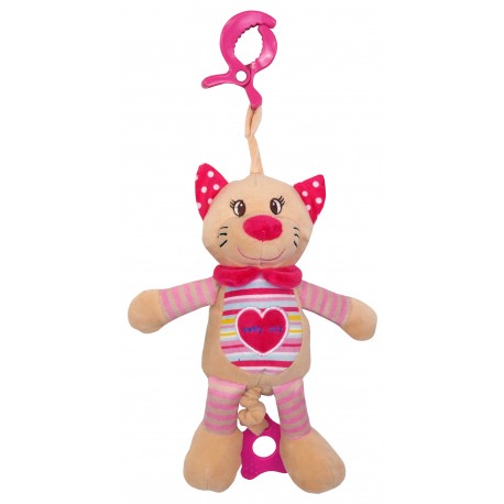 Plush pull string toy with a clip