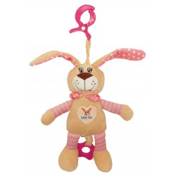 Plush pull string toy with a clip