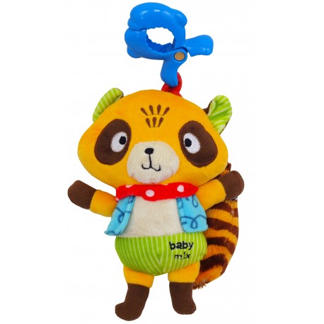 Plush pull string toy with a clip