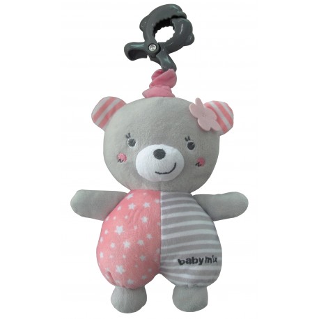 Plush pull string toy with a clip