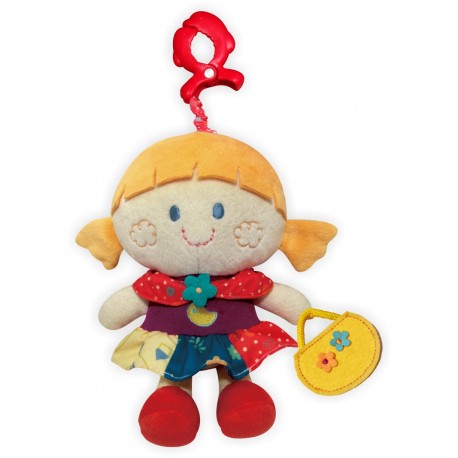 Plush pull string toy with a clip